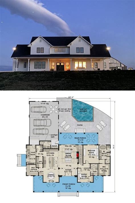 Two Story 6 Bedroom Modern Farmhouse With A Loft Floor Plan House