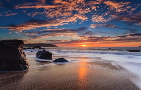 Wallpaper Sea The Sky Clouds Sunset Mountains Stones Rocks For