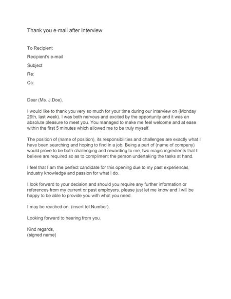 40 Thank You Email After Interview Templates Templatelab