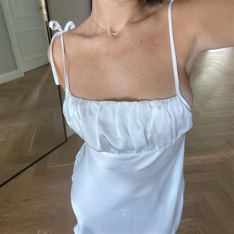 White Silk Glassons Dress Size Never Worn Before Depop