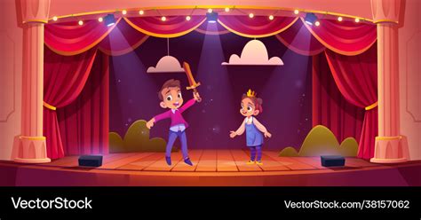 Kids on theatre stage little children actors Vector Image