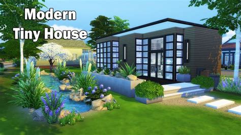 ♥ Modern Tiny House With Lake No Cc Stop Motion Sims 4 ♥