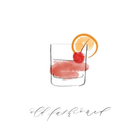 Old Fashioned Cocktail Drawing