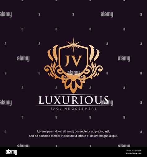 JV Initial Letter Luxury Ornament Gold Monogram Logo Template Vector