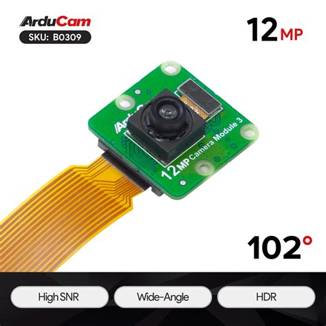 Arducam 12MP IMX708 102 Degree Wide Angle Fixed Focus HDR High SNR