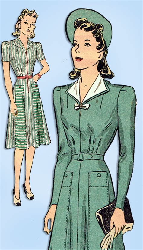 1940s Original Vintage Du Barry Pattern 2634 Misses Wwii Street Dress Vintage4me2