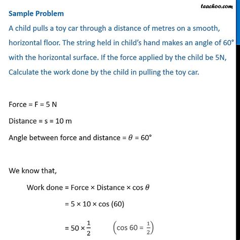 Work Done By Force Acting At An Angle Class 9 Science Teachoo