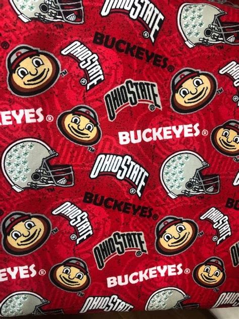 Ohio State University Buckeyes Cotton Fabric Print By The Yard Etsy