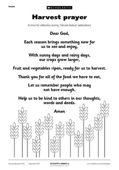 Harvest Prayer Free Early Years Teaching Resource Scholastic