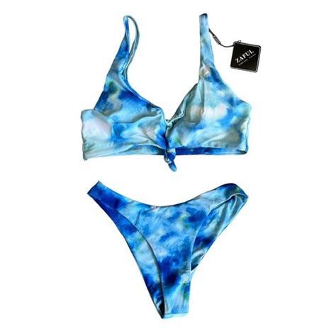 Zaful Blue Tie Dye Print Colorful Bikini Set Size 6 NWT EBay