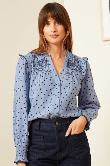 Buy Love And Roses Ruffle Neck Long Sleeve Embroidered Blouse From Next Usa