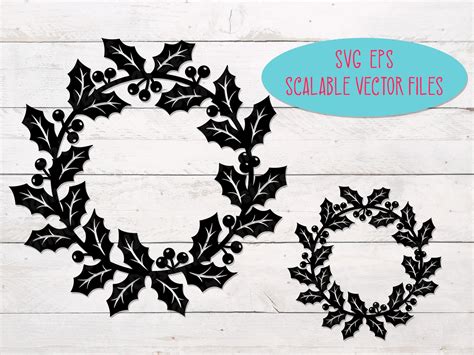 Christmas Wreath Svg Cut File Holly Svg Christmas Decoration Etsy