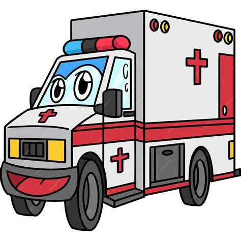 Premium Vector Ambulance With Face Vehicle Cartoon Clipart