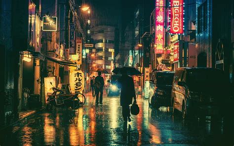 Hd Wallpaper Japanese Tokyo Rain Building City Urban Asia