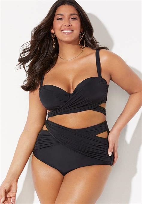 GabiFresh Cup Sized Wrap Underwire Bikini Set Black Black