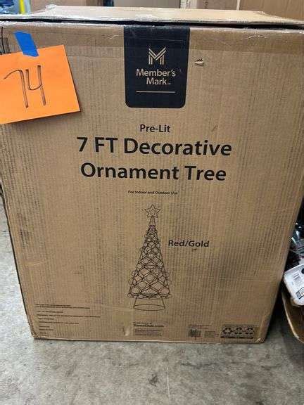 7FT PRE LIT DECORATIVE ORNAMENT TREE IN BOX Earl S Auction Company