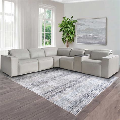 Blythe Power Reclining Leather Sectional With Power Headrests Leather