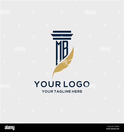 Mb Monogram Initial Logo With Pillar And Feather Design Law Firm Logo