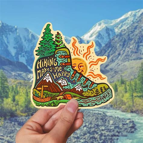 HIKING MAKES Me HAPPY Weatherproof Outdoor Sticker Vinyl 4 Nature