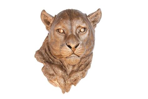 Faux Taxidermy Mountain Lion Head Mount Wall Decor Bronze Etsy Faux