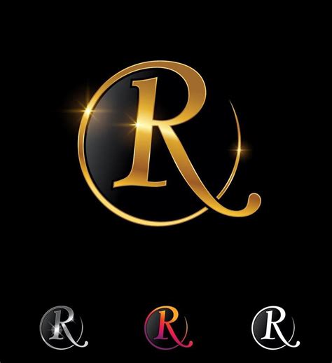 The Letter R Is Made Up Of Gold Silver And Black Letters With Sparkles