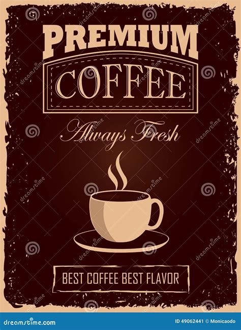 Vintage Coffee Poster Stock Vector Illustration Of Cafe 49062441