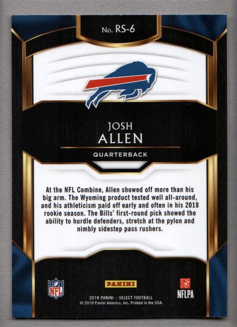 2018 Select Rookie Selections Rs6 Josh Allen Nm Mt