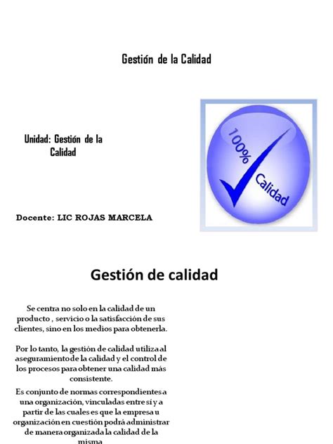 Gestion De La Calidad Lic Pdf Pdf Gestión De La Calidad Calidad