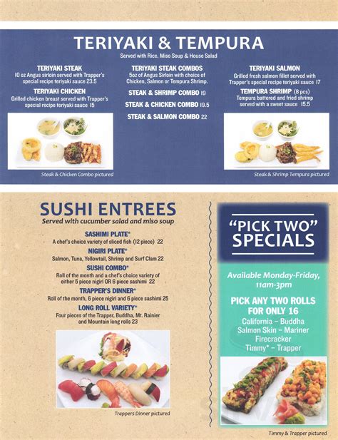 Trappers Sushi Co Puyallup Menu In Puyallup Washington Usa