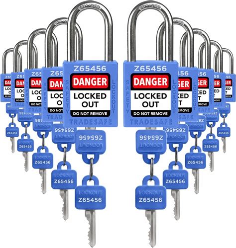 Lockout Tagout Locks Set Blue Keyed Alike Padlocks With Keys Per