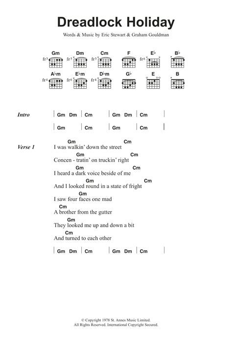 Dreadlock Holiday by 10Cc - Guitar Chords/Lyrics - Guitar Instructor