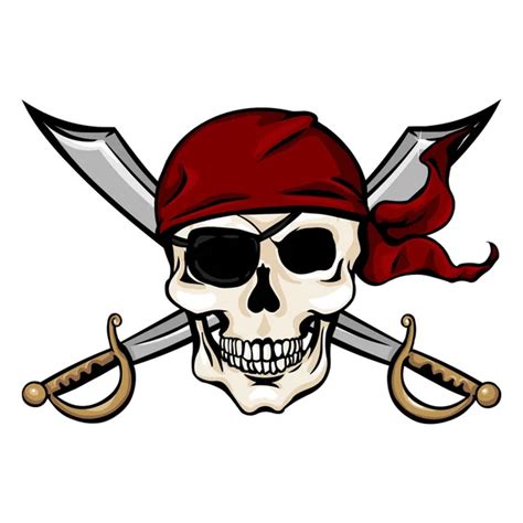 Pirate Skull In Red Bandana With Cross Swords — Stock Vector © Nikiteev