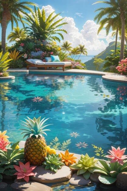 Premium Ai Image Pineapple Oasis A Serene Tropical Paradise In Island