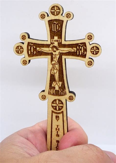 Laser Cut Orthodox Byzantine Cross Wooden D Cor Hand Blessing Etsy