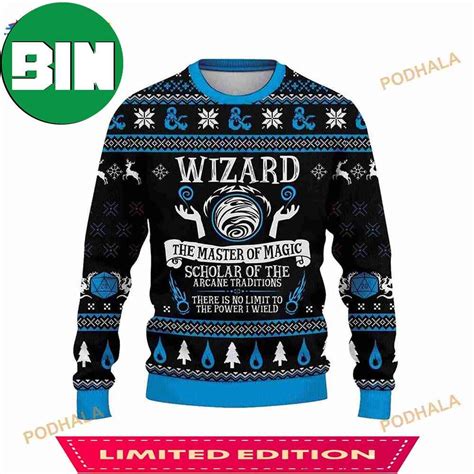 Dungeons And Dragons Wizard Class Ugly Christmas Sweater Binteez