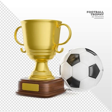 Troféu de ouro bola de futebol em 3d render PSD Premium