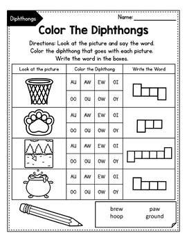 Vowel Diphthongs Oi Oy Ou Ow Diphthongs Worksheets By My Nerdy Teacher