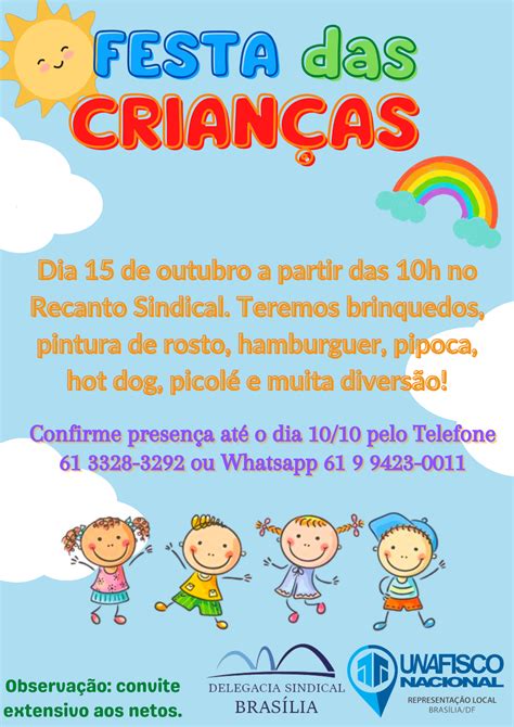 Convite Festa Das Crian As Ds Bras Lia