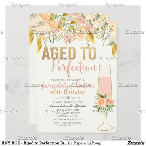 ANY AGE Aged To Perfection Birthday Invitation Zazzle Bubbly