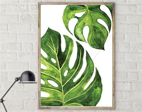 Monstera Leaf Print Tropical Print Arte Botánico Decoración Tropical