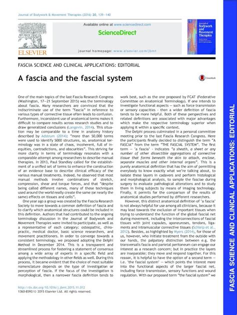 Pdf A Fascia And The Fascial System · Fascial Plasticity A New