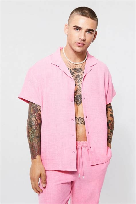 Short Sleeve Boxy Linen Shirt Boohoo Uk