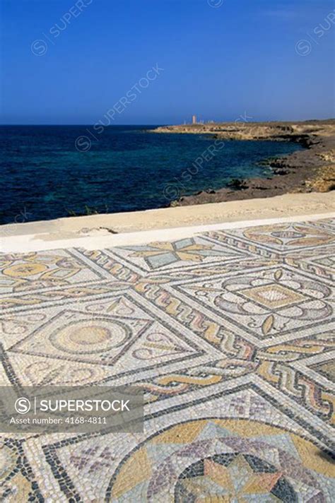 Libya Az Zawiyah District Sabratha Mosaic In Seaward Bath With