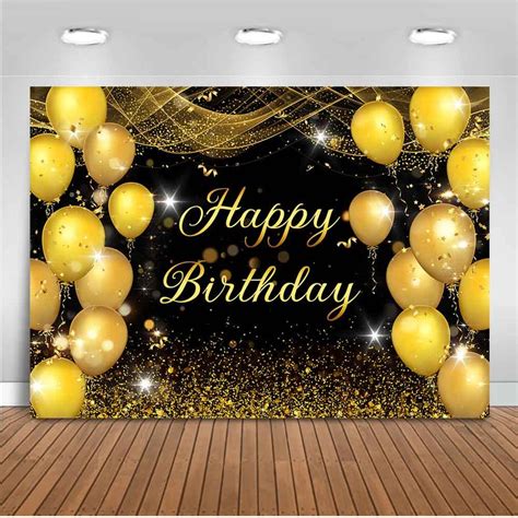 Buy Moca Black And Gold Birthday Backdrop 7x5ft Gold Balloons Bokeh Glitter Happy Birthday Party