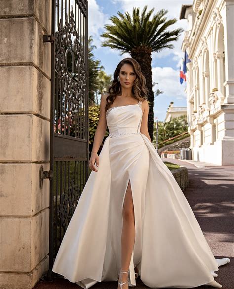 Mermaid Wedding Dress High Slit Wedding Dress One Shoulder Wedding