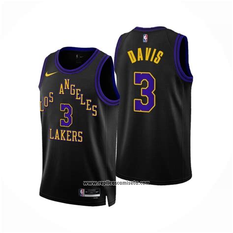 Camiseta Los Angeles Lakers Anthony Davis 3 Ciudad 2023 24 Negro