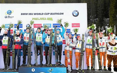 Biathlon La France Remporte Le Relais Mixte De Pokljuka Le T L Gramme