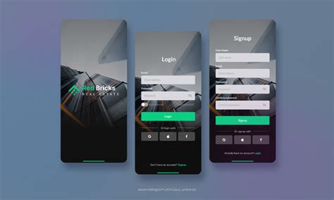 Real Estate App Login And Signup Screen Ui Design Figma