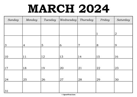 Free March 2024 Calendar Printable