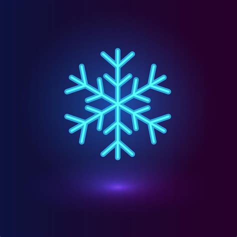 Vector ícones de inverno de floco de neve azul neon em fundo azul